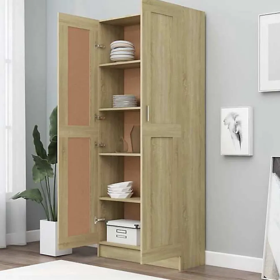 vidaXL Bibliothèque, Meuble de Rangement avec Compartiment, Armoire à Livres Salon Salle de Séjour Intérieur, Chêne Sonoma 802735