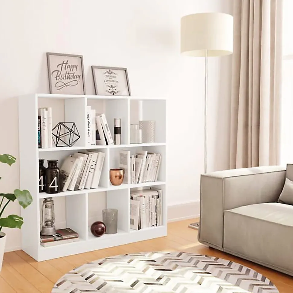 vidaXL Bibliothèque, Meuble de Rangement avec Compartiment, Armoire à Livres Salon Salle de Séjour Intérieur, Moderne, Blanc 80017