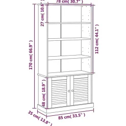 VidaXL Bibliothèque VIGO 85x35x170 cm bois massif de pin 353196
