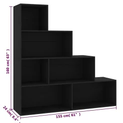 VidaXL Bibliothèque/Séparateur de pièce Noir 155x24x160 cm Aggloméré