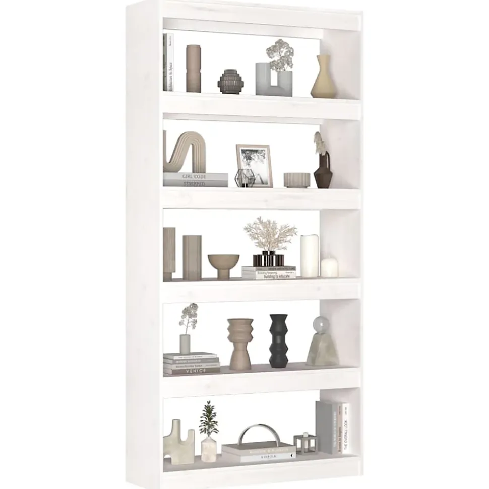 VidaXL Bibliothèque-Séparateur de pièce Blanc 80x30x167,4cm Pin solide
