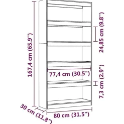 VidaXL Bibliothèque-Séparateur de pièce Blanc 80x30x167,4cm Pin solide