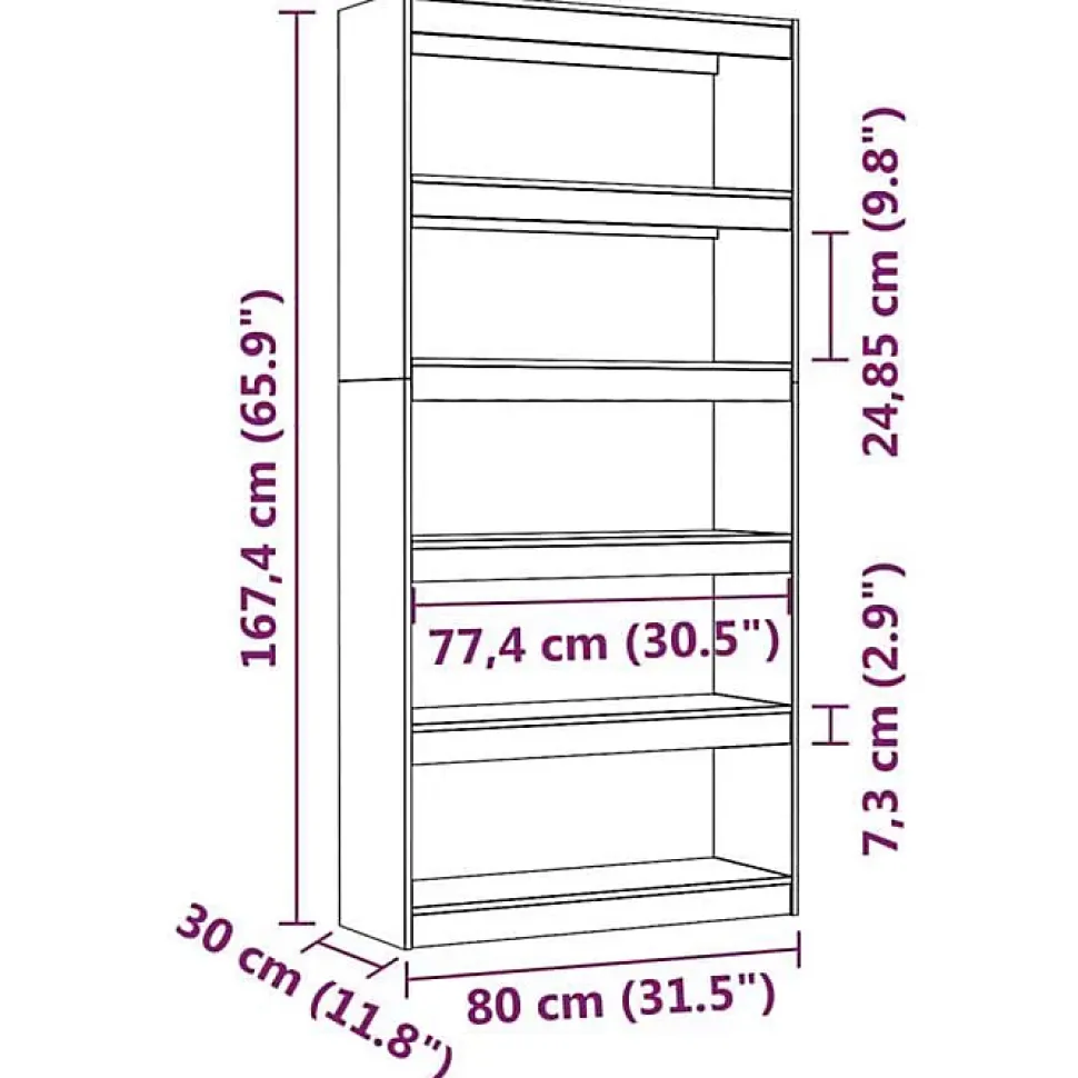VidaXL Bibliothèque-Séparateur de pièce Blanc 80x30x167,4cm Pin solide