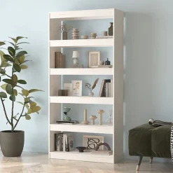 VidaXL Bibliothèque-Séparateur de pièce Blanc 80x30x167,4cm Pin solide