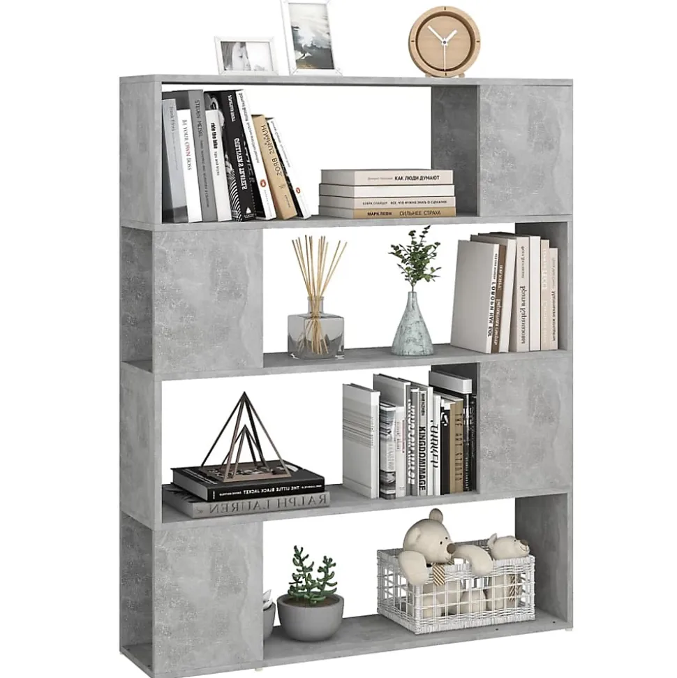 VidaXL Bibliothèque-Séparateur de pièce Gris béton 100x24x124 cm