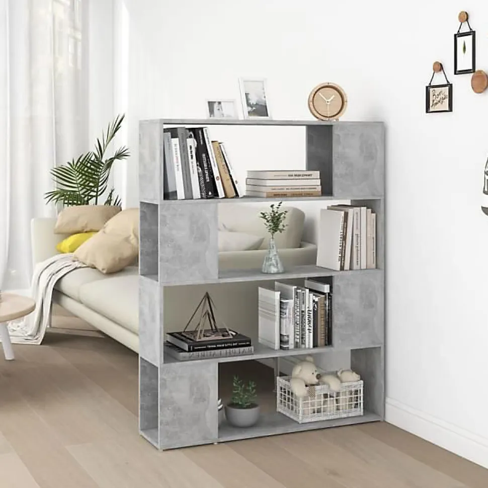 VidaXL Bibliothèque-Séparateur de pièce Gris béton 100x24x124 cm