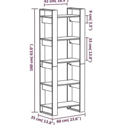 VidaXL Bibliothèque-Séparateur de pièce Gris 60x35x160 cm Bois massif 813891