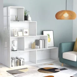 VidaXL Bibliothèque/Séparateur de pièce Blanc brillant 155x24x160 cm