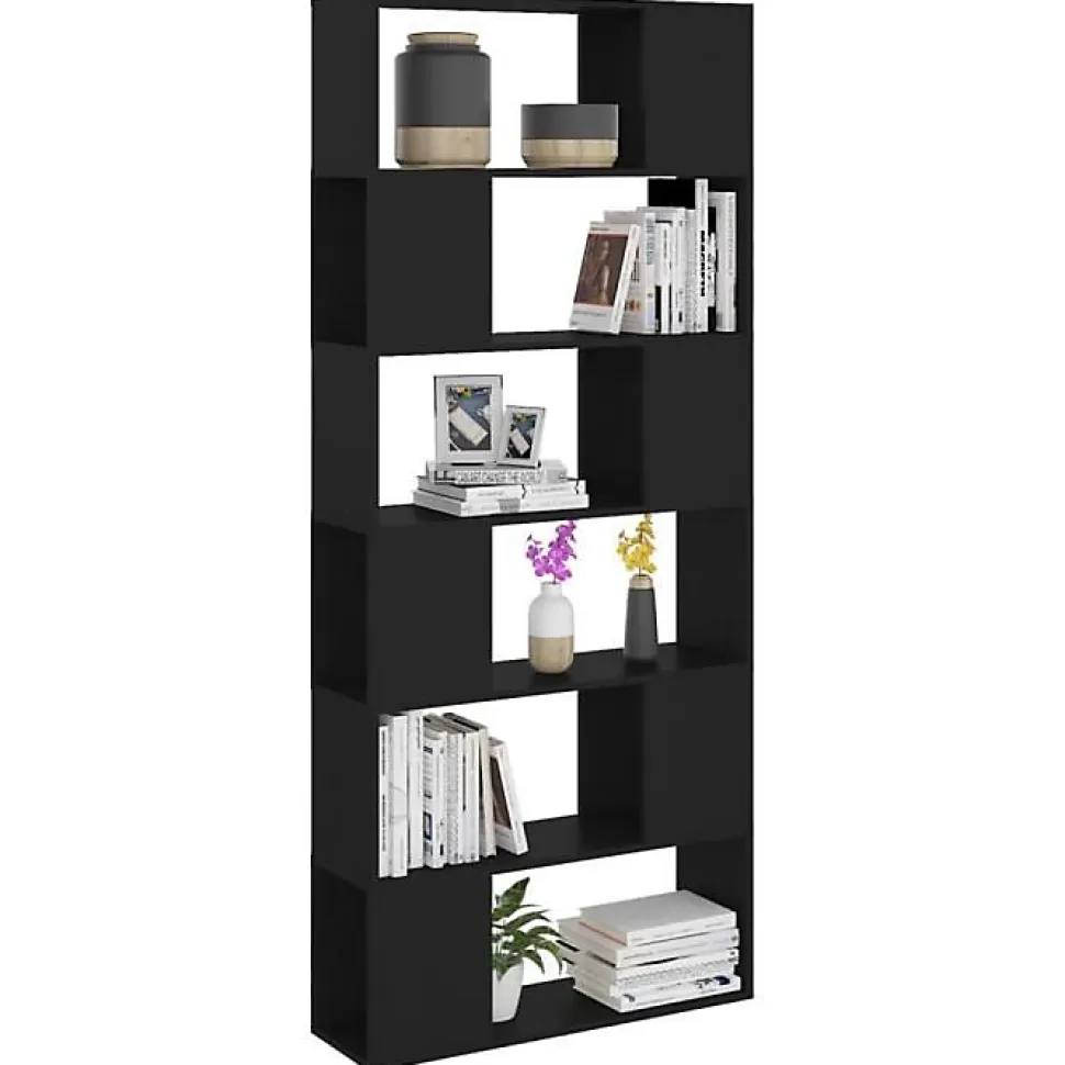 VidaXL Bibliothèque-Séparateur de pièce Noir 80x24x186 cm Aggloméré