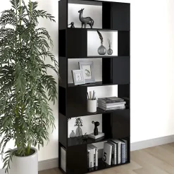 VidaXL Bibliothèque-Séparateur de pièce Noir 80x24x186 cm Aggloméré