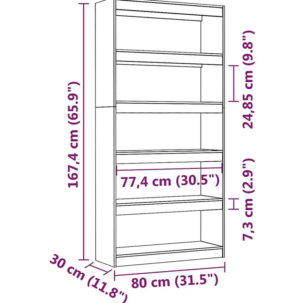 VidaXL Bibliothèque-Séparateur de pièce 80x30x167,4 cm Bois de pin