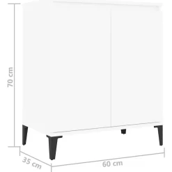 vidaXL Buffet, Armoire avec 2 Portes, Meuble de Rangement, Organisateur de Salle de Séjour Salon, Industriel, Blanc Bois 806076