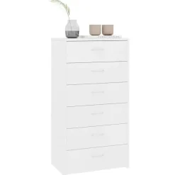 vidaXL Buffet avec 6 tiroirs Blanc 50x34x96 cm Aggloméré