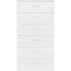 vidaXL Buffet avec 6 tiroirs Blanc 50x34x96 cm Aggloméré