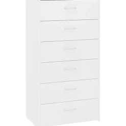 vidaXL Buffet avec 6 tiroirs Blanc 50x34x96 cm Aggloméré
