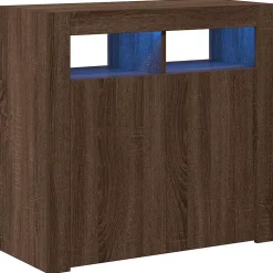 vidaXL Buffet avec Lumières LED Armoire de Rangement Organisateur de Maison Meuble de Salle de Séjour Salon Intérieur Chêne 815731