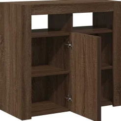 vidaXL Buffet avec Lumières LED Armoire de Rangement Organisateur de Maison Meuble de Salle de Séjour Salon Intérieur Chêne 815731