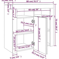 vidaXL Buffet avec Lumières LED, Meuble de Rangement, Armoire de Rangement, Organisateur de Salon Salle de Séjour Intérieur, 80432