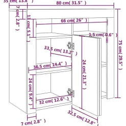 vidaXL Buffet avec Lumières LED, Meuble de Rangement, Armoire de Rangement, Organisateur de Salon Salle de Séjour Intérieur, 80433