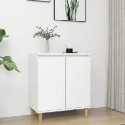 vidaXL Buffet avec pieds en bois massif Blanc 60x35x70 cm Aggloméré