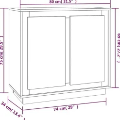 vidaXL Buffet blanc 80x34x75 cm bois d'ingénierie 819884
