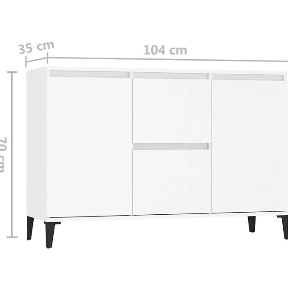 vidaXL Buffet blanc 104x35x70 cm bois d'ingénierie 806112