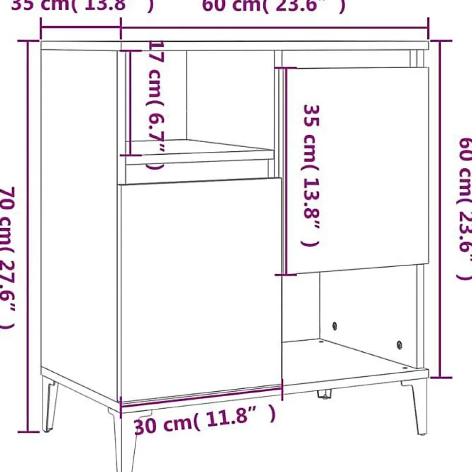 vidaXL Buffet Blanc 60x35x70 cm Bois d'ingénierie 821148