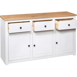 vidaXL Buffet Blanc 135x40x80 cm Pin solide Gamme Panama 282705