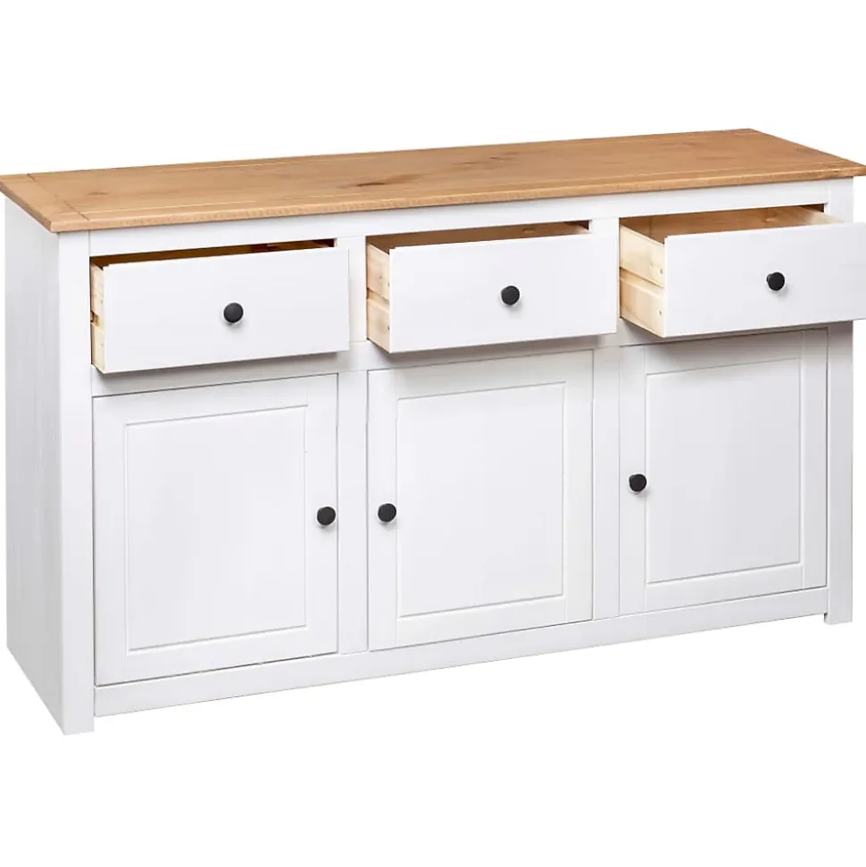vidaXL Buffet Blanc 135x40x80 cm Pin solide Gamme Panama 282705