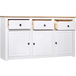 vidaXL Buffet Blanc 135x40x80 cm Pin solide Gamme Panama 282705