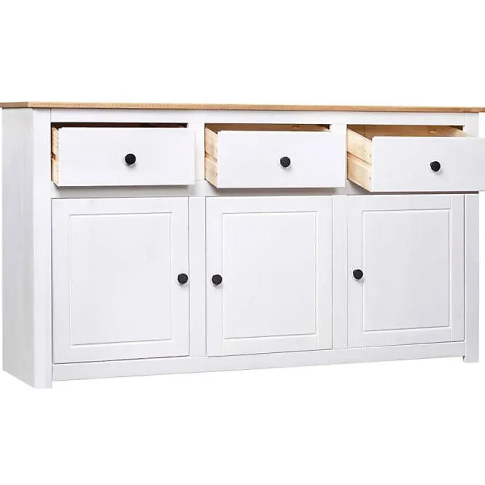 vidaXL Buffet Blanc 135x40x80 cm Pin solide Gamme Panama 282705