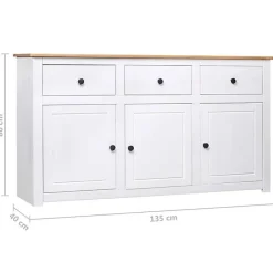 vidaXL Buffet Blanc 135x40x80 cm Pin solide Gamme Panama 282705