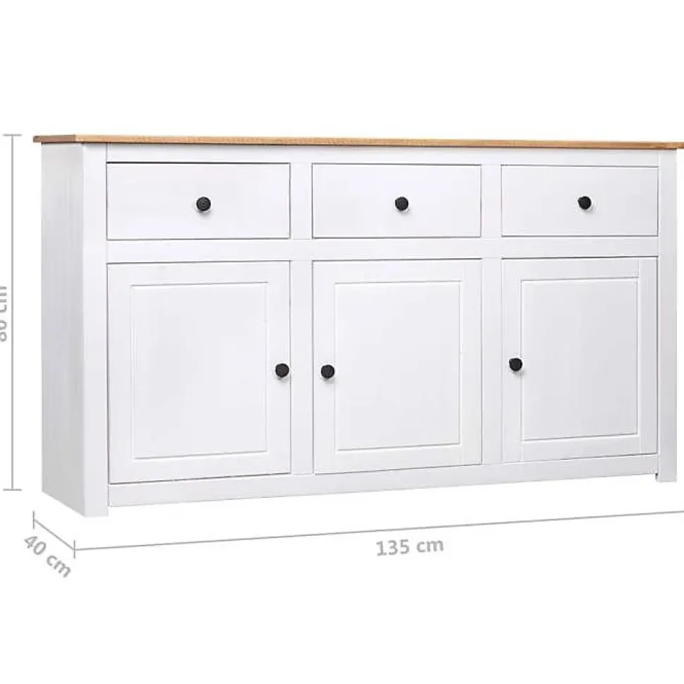 vidaXL Buffet Blanc 135x40x80 cm Pin solide Gamme Panama 282705
