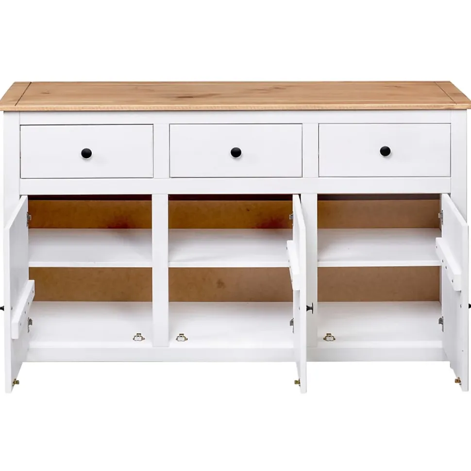 vidaXL Buffet Blanc 135x40x80 cm Pin solide Gamme Panama 282705