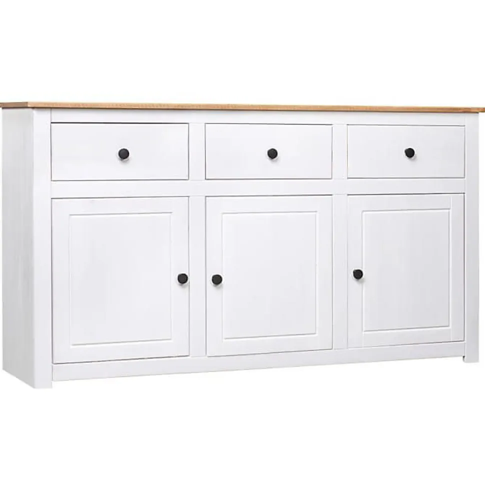 vidaXL Buffet Blanc 135x40x80 cm Pin solide Gamme Panama 282705