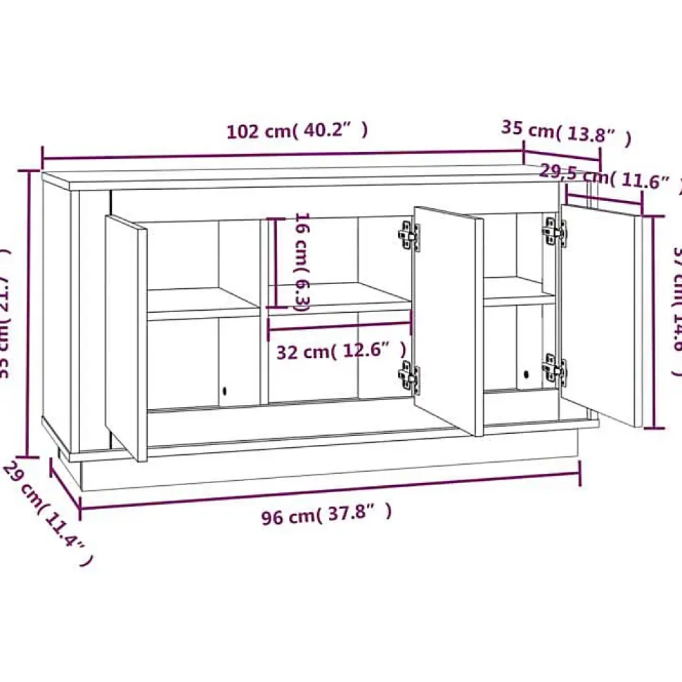 vidaXL Buffet chêne sonoma 102x35x55 cm bois d'ingénierie 831888