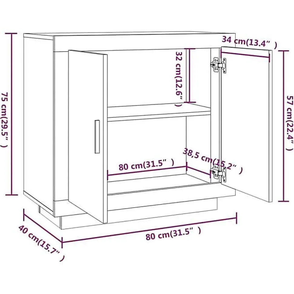 vidaXL Buffet Chêne sonoma 80x40x75 cm Bois d'ingénierie 811820