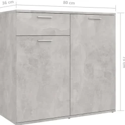 vidaXL Buffet Gris béton 160x36x75 cm Bois d'ingénierie 3074931