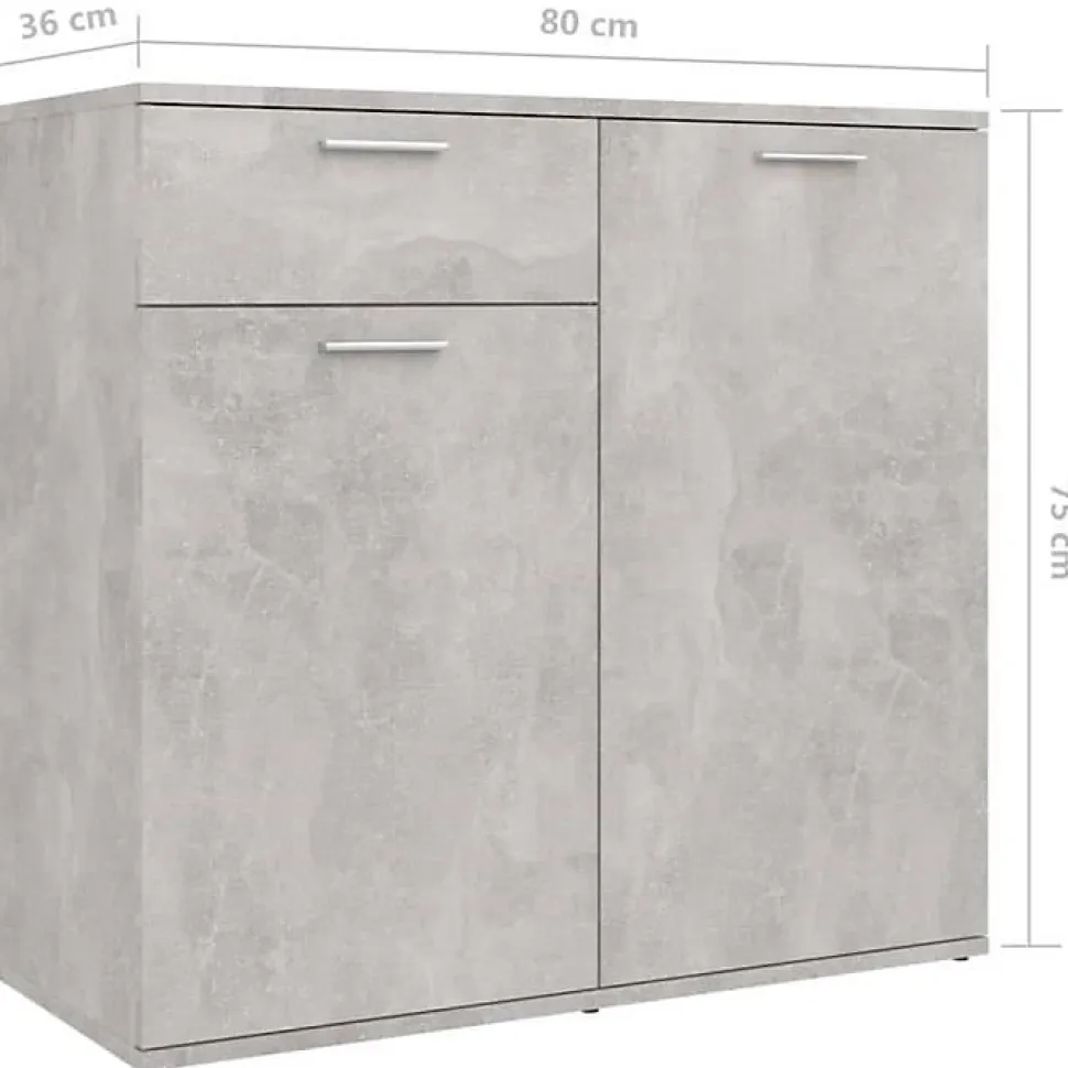 vidaXL Buffet Gris béton 160x36x75 cm Bois d'ingénierie 3074931