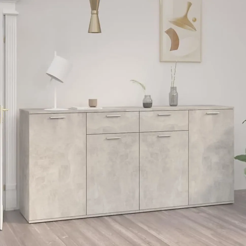 vidaXL Buffet Gris béton 160x36x75 cm Bois d'ingénierie 3074931
