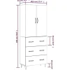 vidaXL Buffet haut Blanc 69,5x34x180 cm Bois d'ingénierie 3198081