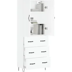 vidaXL Buffet haut Blanc 69,5x34x180 cm Bois d'ingénierie 3198081