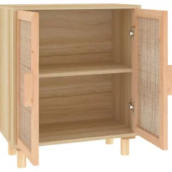 vidaXL Buffet Marron 60x30x70 cm Bois de pin massif et rotin naturel 345632
