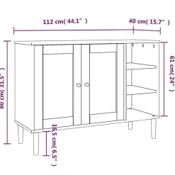 vidaXL Buffet SENJA aspect rotin marron 112x40x80cm bois massif de pin 358028