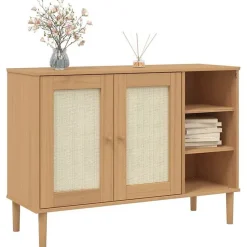 vidaXL Buffet SENJA aspect rotin marron 112x40x80cm bois massif de pin 358028