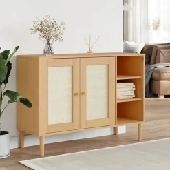 vidaXL Buffet SENJA aspect rotin marron 112x40x80cm bois massif de pin 358028