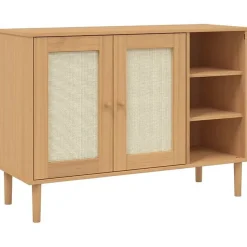 vidaXL Buffet SENJA aspect rotin marron 112x40x80cm bois massif de pin 358028