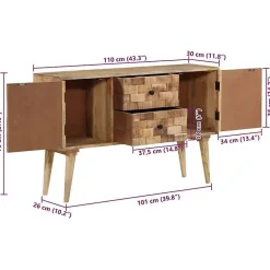vidaXL Buffet 110x30x70 cm bois massif de manguier, armoire, placard, buffet haut, armoire latérale, armoire de rangement, 376063
