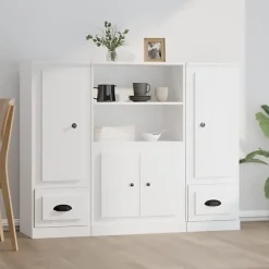 vidaXL Buffets 3 pcs blanc bois d'ingénierie 3185311
