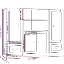 vidaXL Buffets 3 pcs blanc bois d'ingénierie 3185311